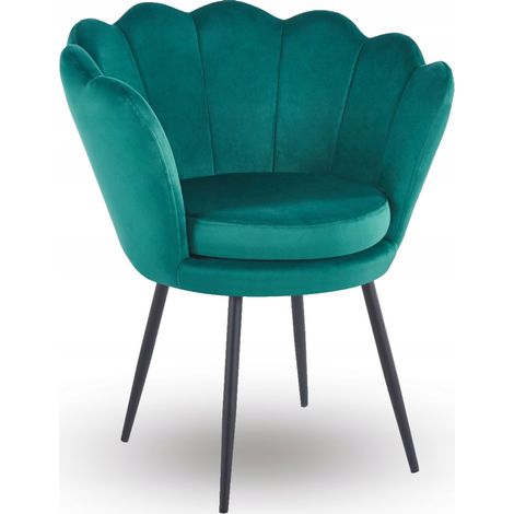 Poltrona in velluto verde, Furnitex, sedia moderna, gambe nere (1/5)