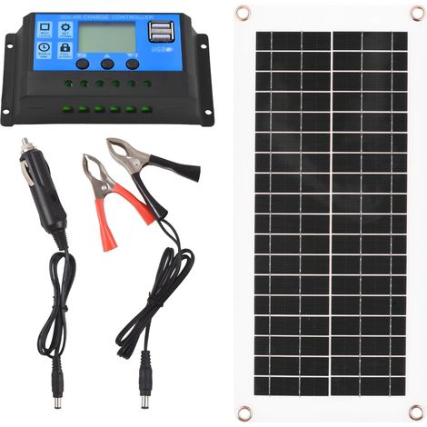 Kit pannello solare da 20 W 12 V con pannello solare in silicio policristallino ad alta efficienza e controller PWM da 300 W 60 A per camper/roulotte (1/4)