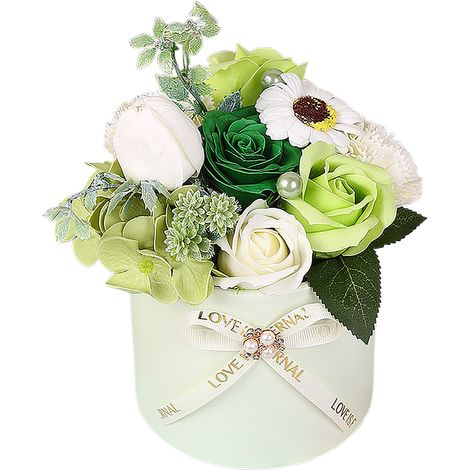 Kreative, zylindrische Seifenschale in Smaragdgrün (mit Schachtel), verziert mit einer Rose. Ideal als Geschenk zum Geburtstag, Muttertag oder Valentinstag. Ein perfektes kleines Präsent. (1/2)