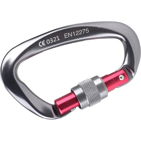 Aluminium-D-Ring-Karabiner zum Klettern und Wandern – 25 kN Sicherheitshaken (Grau) (1/5)
