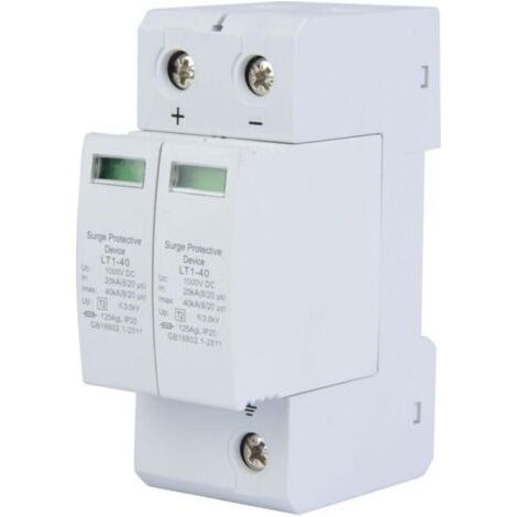 Parafoudre DC, 1000V Surge Protector Ménage Parafoudre photovoltaïque Dispositif de Protection contre les Surtensions (2P 40KA) (1/5)