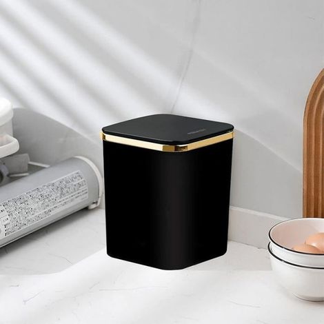 Poubelle De Table - 2,8 L - Design Élégant Pour Bureau Coiffeuse Chambre - Noir (1/5)