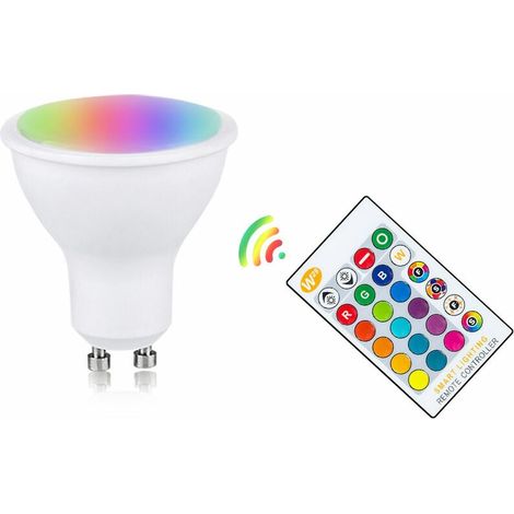 Ampoule LED GU10 10W lot de 2 RGB+ blanc chaud, tasse lumineuse magique avec télécommande (1/5)