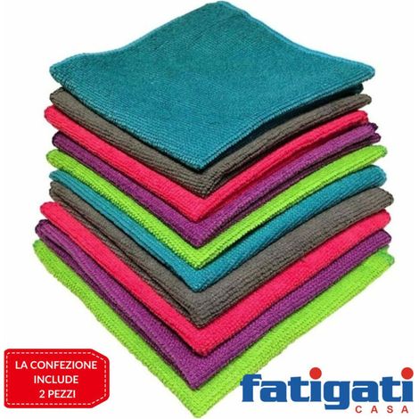 Set 2 Pannes En Microfibre Laminées Multifonctionnées Couleurs Assorties 33x33cm (1/5)