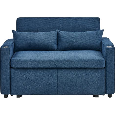 CHICFURN Divano letto 2 posti 195x134 cm in tessuto blu navy con USB, design scorrevole 3 in 1 (1/5)