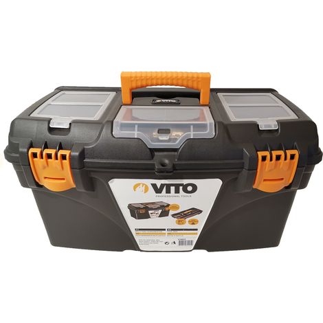 Boite à outils 21" 535 x 291 x 280 mm + 3 organiseurs sur couvercle + Porte outils interieur Mallette VITO (1/5)