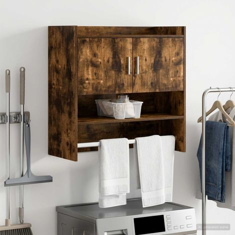 Étagère murale de rangement en bois d’ingénierie chêne fumé 80 x 36 x 80 cm - PANGIVO (1/5)