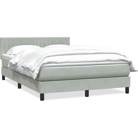 Sommier à lattes de lit et matelas gris clair 160x220cm velours