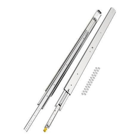 1 Par de Correderas para Cajones de Extensión Completa, Capacidad Carga 226,8 kg, Rodamiento de Bolas con Riel Deslizante para Cajones de Montaje Lateral con Bloqueo, 1523 x 76 x 19,5 mm (1/5)