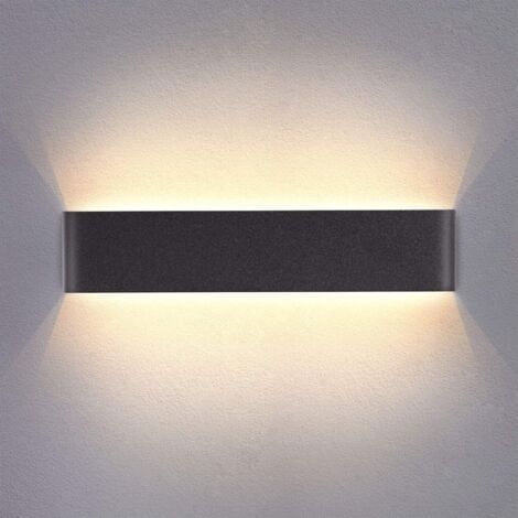 Applique murale d'intérieur LED (noire), 41 cm, lumière blanche chaude 14 W 3000 K, moderne, idéale pour une chambre, un salon, un couloir, une salle de bain ou des escaliers. (1/4)