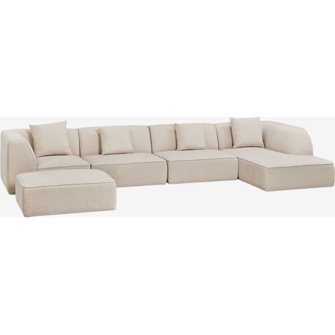 SKLUM Rechte modulare 4-teilige Chaiselongue mit gepolstertem Hocker Cardea (1/5)