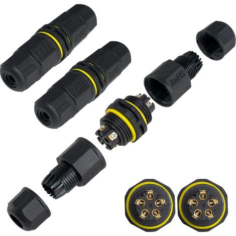 IP68 Waterproof Junction Box Connectors for M20 5 Pin Power Cable Ø3mm 4.5-10mm (AC 5V-400V, 24A) for Outdoor Underground Cable LED Street Lighting (2 Pack) (1/5)