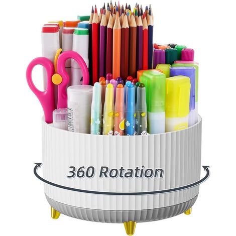 Organiseur de bureau rotatif à 360° avec 5 compartiments - Porte-stylos pratique pour la maison et le bureau (1/5)