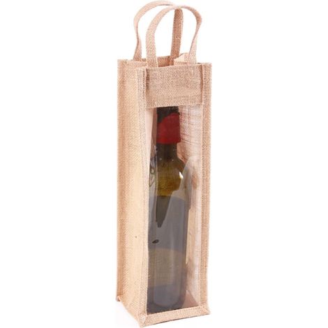 Porte-bouteille individuel en jute naturel, 10x10x35 cm (lot de 10) (1/3)