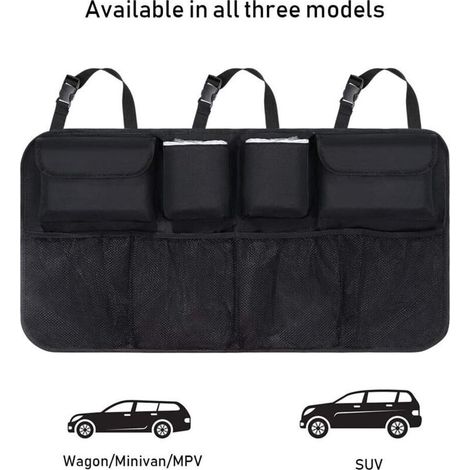 Multipurpose Pliables Sac de Rangement Voiture, coffre rangement voiture, voiture rangement, Noir (1/5)