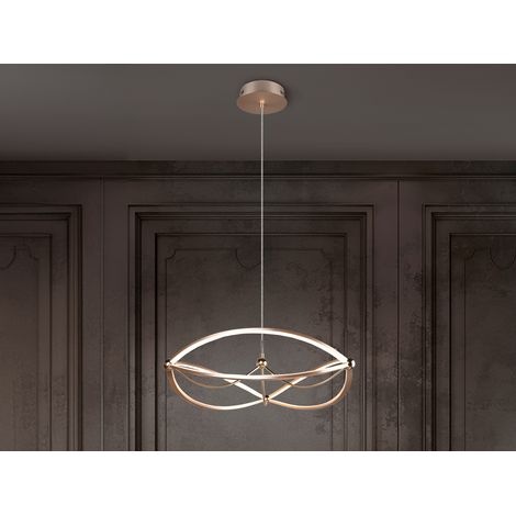 Große LED Pendelleuchte CHARIVARI Messing matt, Ø 62cm (1/5)