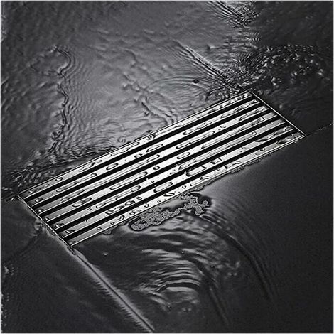 Siphon de sol en acier inoxydable, pour douche, balcon, cuisine, salle de bain, 20 cm x 6,8 cm, rectangulaire (1/4)