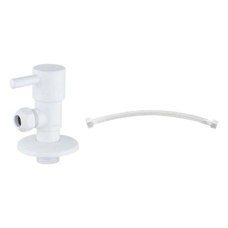 Fortifura Calvi Robinet d'arrêt d'angle avec flexible - flexible 30 cm - 1/2x3/8 - blanc mat