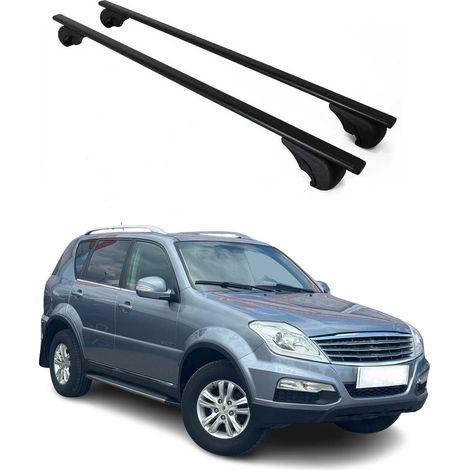 OMAC Dachträger Querträger für Ssangyong Rexton 2012-2026 – Abschließbar – Max. 75 kg – 2 Stangen Stahl Schwarz (1/5)