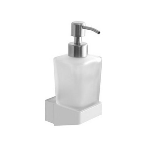 Dispenser di sapone sospeso in acciaio inox bianco opaco e vetro opaco  NUEVO-B kamalu