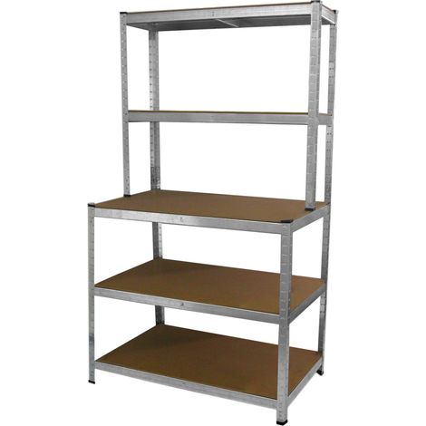 Estantería Metálica Galvanizada Acero Galvanizado Capacidad Peso 900kg Mesa de Trabajo Banco de Trabajo Profesional Estanteria Metalica Almacenamiento Herramientas Taller Garaje con Mazo GRATIS