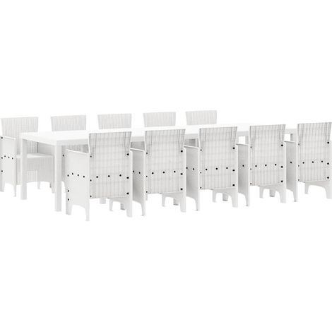 Maison Exclusive - Set da Pranzo per Giardino 11 pcs Bianco Rattan e acciaio