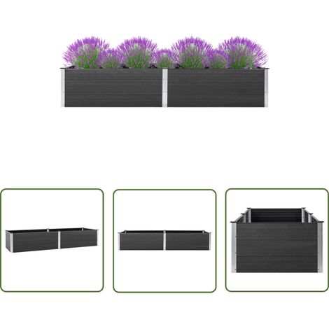 The Living Store Lit surélevé de jardin 200x100x54 cm WPC Gris - Jardinière - Bac De Plantation - Pot De Fleurs - Décoration Jardin - Mobilier Jardin (1/5)