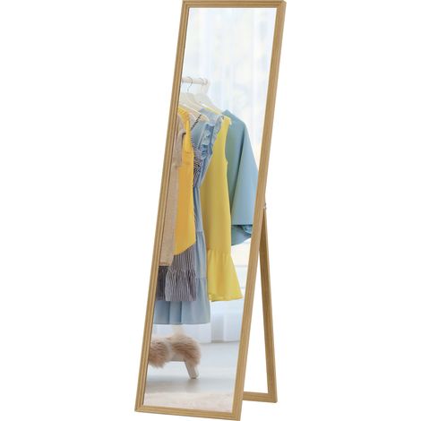Miroir sur pied en bois naturel 40x150 cm, grand miroir debout design