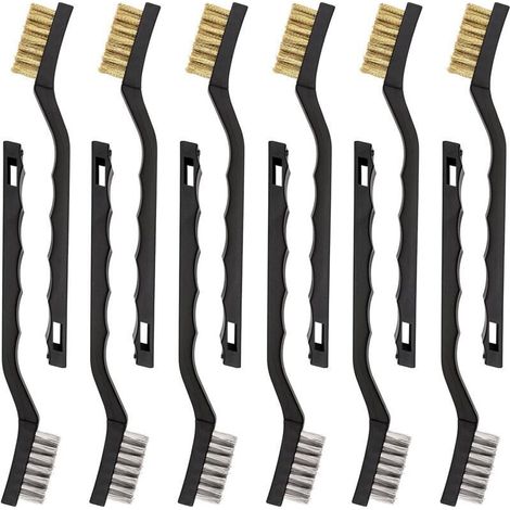 Lot de 12 mini brosses métalliques en acier inoxydable et laiton Ulisem (1/4)