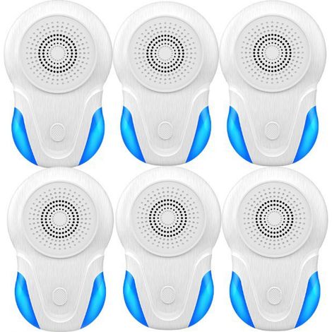 Lot de 6 répulsifs à ultrasons pour intérieur contre les insectes nuisibles, les cafards, les rongeurs, les souris, les punaises, les souris et les araignées. Dispositif antiparasitaire électronique à