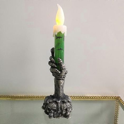 Décorations d'Halloween pour la maison : squelettes, fantômes, bougies, citrouilles, fête d'Halloween, vert
