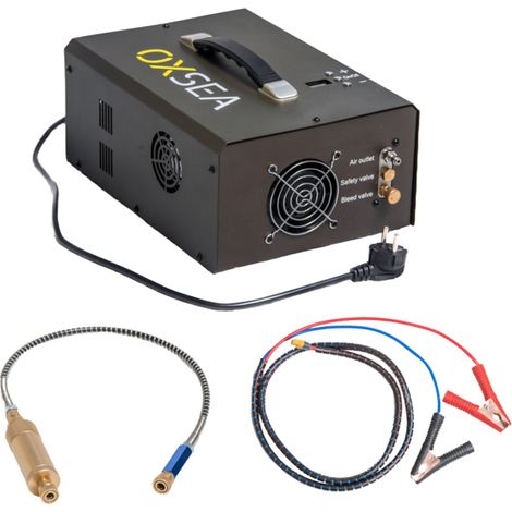Mini compresseur 12V avec convertisseur 220V – Pression 200 Bar – Débit d'air rapide – MC12V – Oxsea