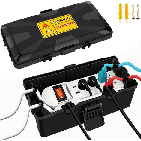 Boîtier électrique extérieur étanche pour rallonges et multiprises - Protection IP54 - Couvercle de prise de courant résistant aux intempéries pour prise de minuterie, prises, prises, décoration (1/5)