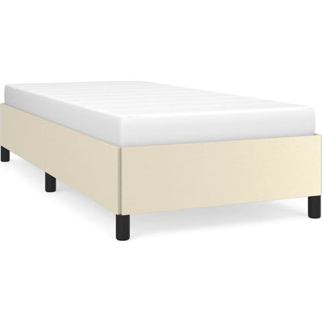 Lit simple Lit adulte Cadre de lit sans matelas crème 90x190 cm similicuir (1/5)