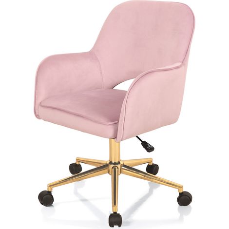 Poltrona da ufficio in tessuto velluto rosa cm H.80/88 x L.57 x P.58