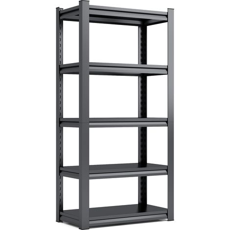 Scaffale metallico pesante 5 ripiani nero 183 x 90 x 40 cm, portata 650 kg, regolabile (1/5)