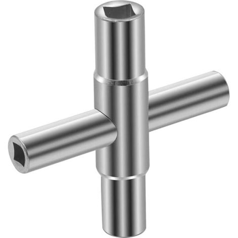 Clé à robinet argentée 4 en 1, clé à robinet cruciforme, clé à robinet carrée, clé manuelle pour salle de bain, boîtes de distribution électrique, compteurs de gaz, d'eau et d'électricité, armoires, d (1/4)