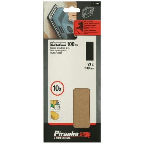 PIRANHA -BLACK&DECKER 10 FOGLI AL CORINDONE PER LEVIGATRICI 93X230 GR.100 X31065 (1/5)