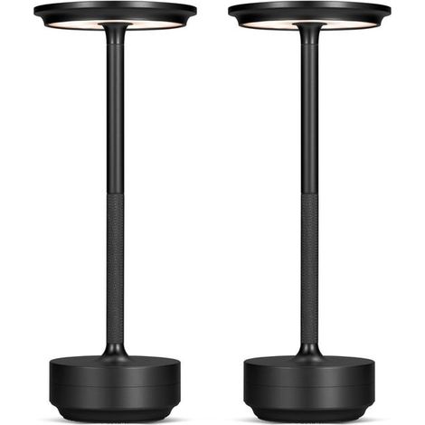 2er-Pack kabellose Tischlampe, wiederaufladbare Schreibtischlampe, tragbare Barlampe für den Außenbereich, dimmbar, 3 Farben (schwarz)
