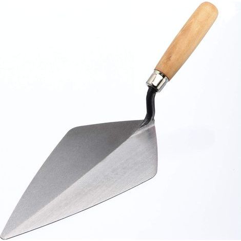 1 - Truelle londonienne - Truelle à brique - Lame en acier trempé - Manche en bois dur - Pour maçonnerie et jointoiement - Naturel - 28x7 cm