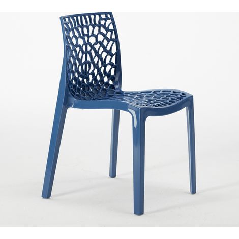 Silla Gruvyer para Cocina y Bar de Polipropileno Apilable Grand Soleil - Azul Marino