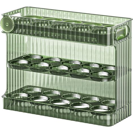 30 Count Flip Fridge Egg Tray Container PET Auto Keep Eggs Fresh Flip Egg Tray Container for Refrigerator Dooor Green
