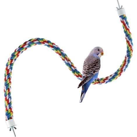Perchoir Perroquet Corde Perruche Escalade Ficelle Oiseaux Cage Jouet Accessoire pour Calopsitte/Inséparables (80cm) (1/5)