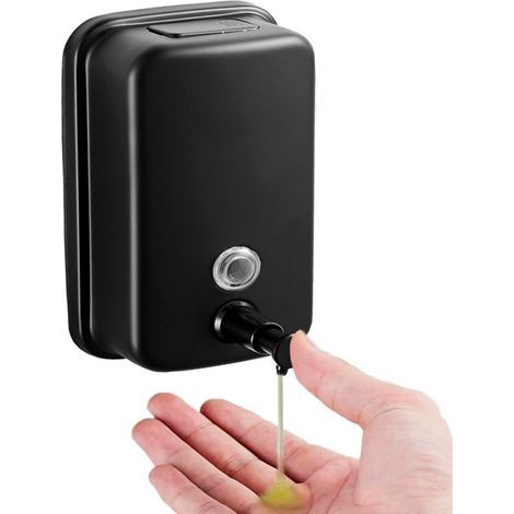 Wall-mounted soap dispenser for bathroom, kitchen, market, hotel, restaurant (500 ml) black (1/5)