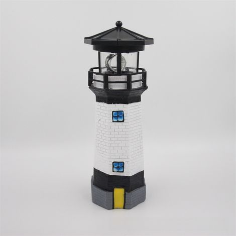 Lámpara solar LED giratoria de Amazon, fabricada en resina, lámpara decorativa para jardín, patio o césped (blanco y negro, luz solar para jardín). (1/5)