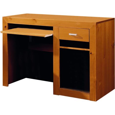 Bureau avec plateau en pin massif coloris cerisier - Longueur 110 x Profondeur 50 x Hauteur 75 cm -PEGANE-