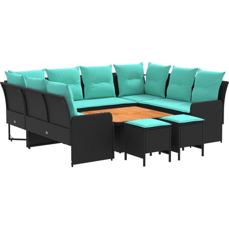 Furniture Sets 8 pcs Black and Turquoise PE Rattan vidaXL (1/5)