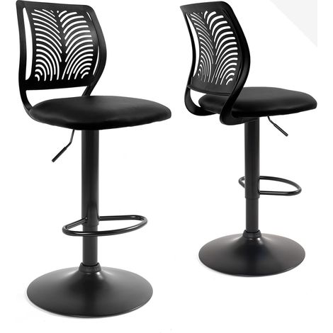 Ensemble de 2 tabourets de bar SAWA avec dossier souple et assise rembourrée en similicuir, pivotant à 360°, repose-pieds, hauteur réglable, chromé SAWA (blanc et gris) (1/5)