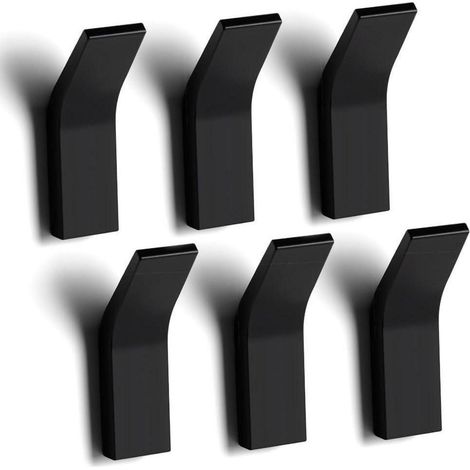 Kleiderhaken Wandhaken schwarz Aluminium ohne Bohren 1 Einzel 6 Stück (1/5)