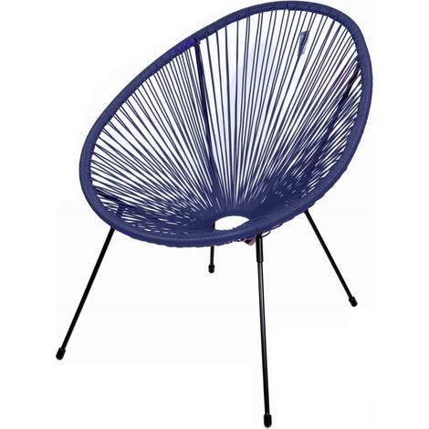 Poltrona da giardino rotonda in resina colore blu 56x88x72 cm